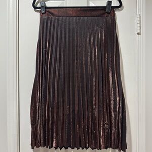 LAUREN CONRAD - Pleated Shimmering Midi Skirt (Copper / Black) size M